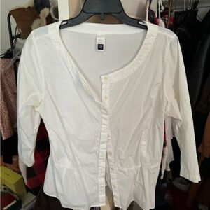 Gap white peplum blouse 3/4 sleeves
